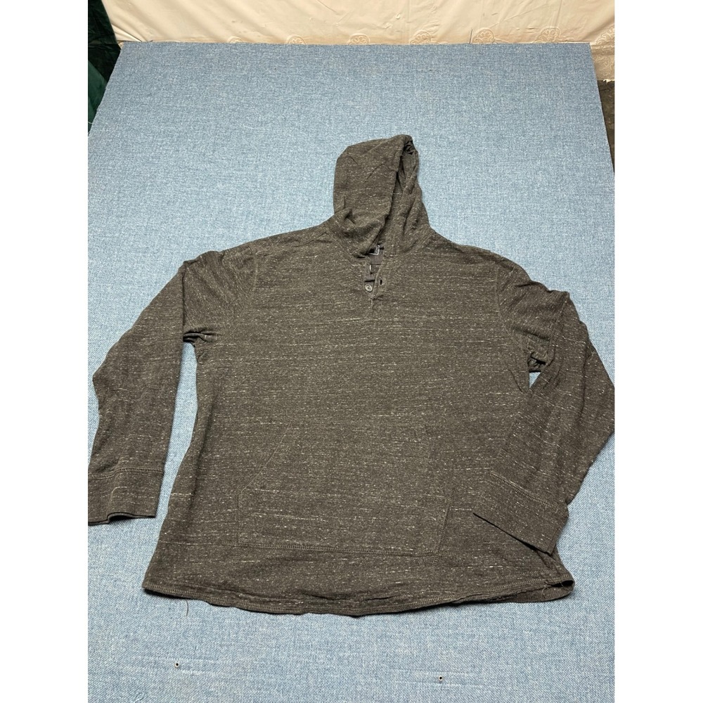 Converse One Star Mens XL Gray Heathered Henley Hoodie Long Sleeve Pullover